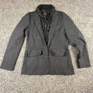 Guess Womens Size Small Black Blazer Puffer Jacket Winter Bubble Full Zip Button